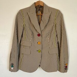 NWOT - Moschino Beige Striped Blazer with Colorful Buttons